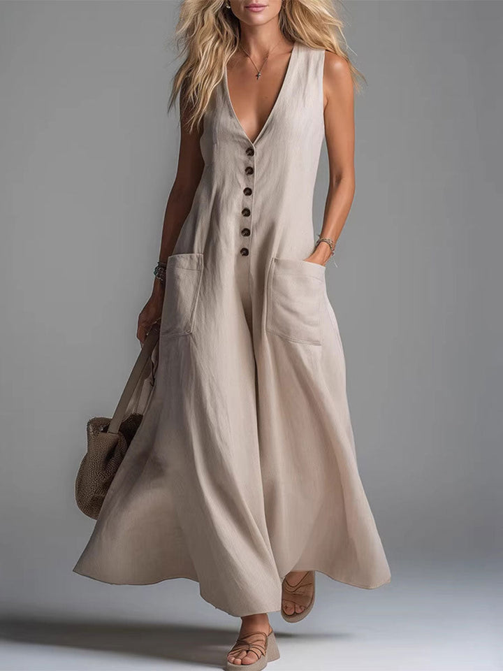 Sylvia – Flödande jumpsuit med knappar