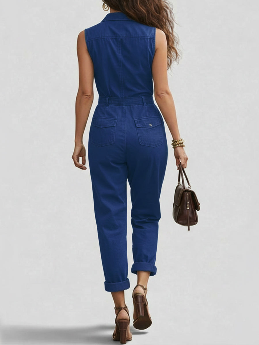 Cornelia – Ärmlös jumpsuit med gulddetaljer