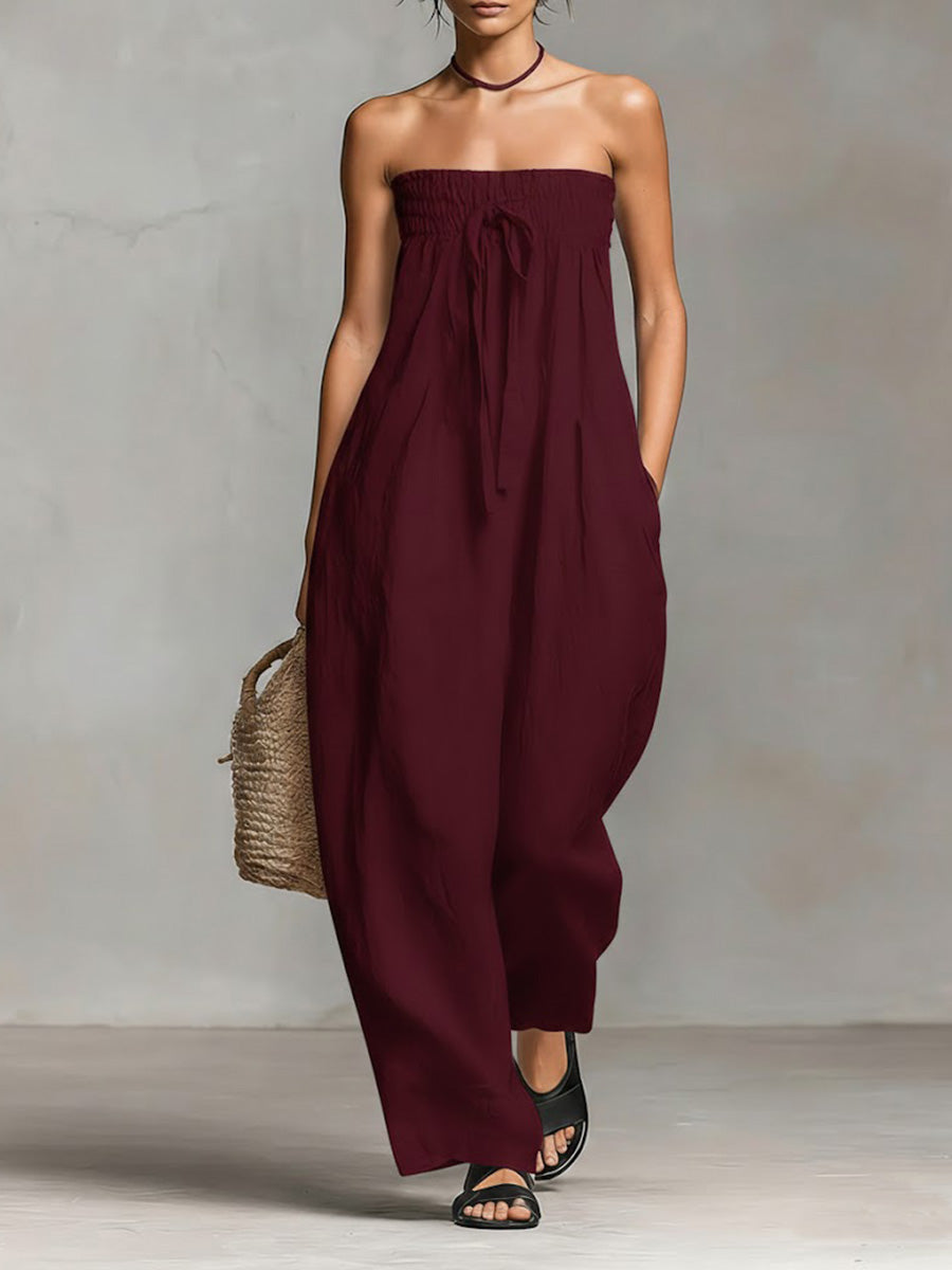 Anneli – Axelbandslös jumpsuit i maxi-längd