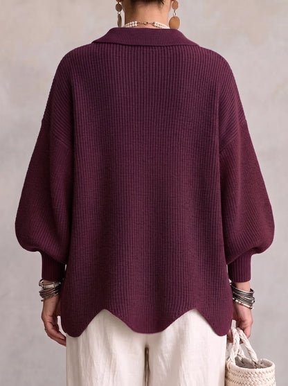 Anna – Oversized stickad kofta med guldknappar