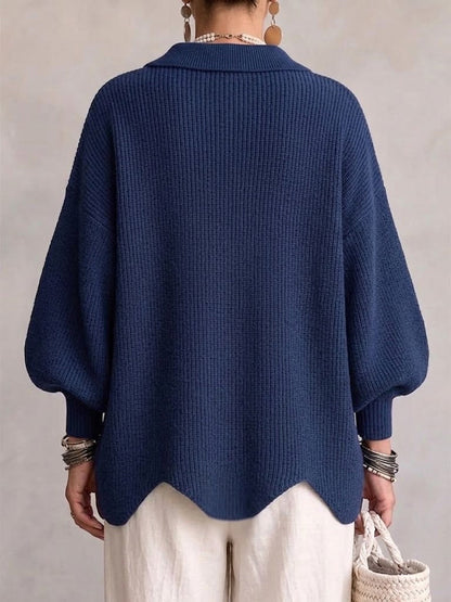 Anna – Oversized stickad kofta med guldknappar