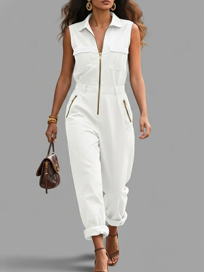 Cornelia – Ärmlös jumpsuit med gulddetaljer