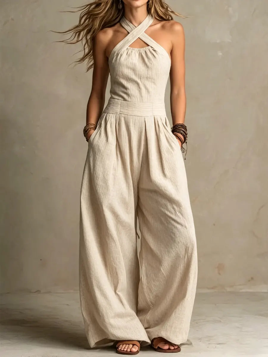 Estrid – Jumpsuit med korsad halsringning