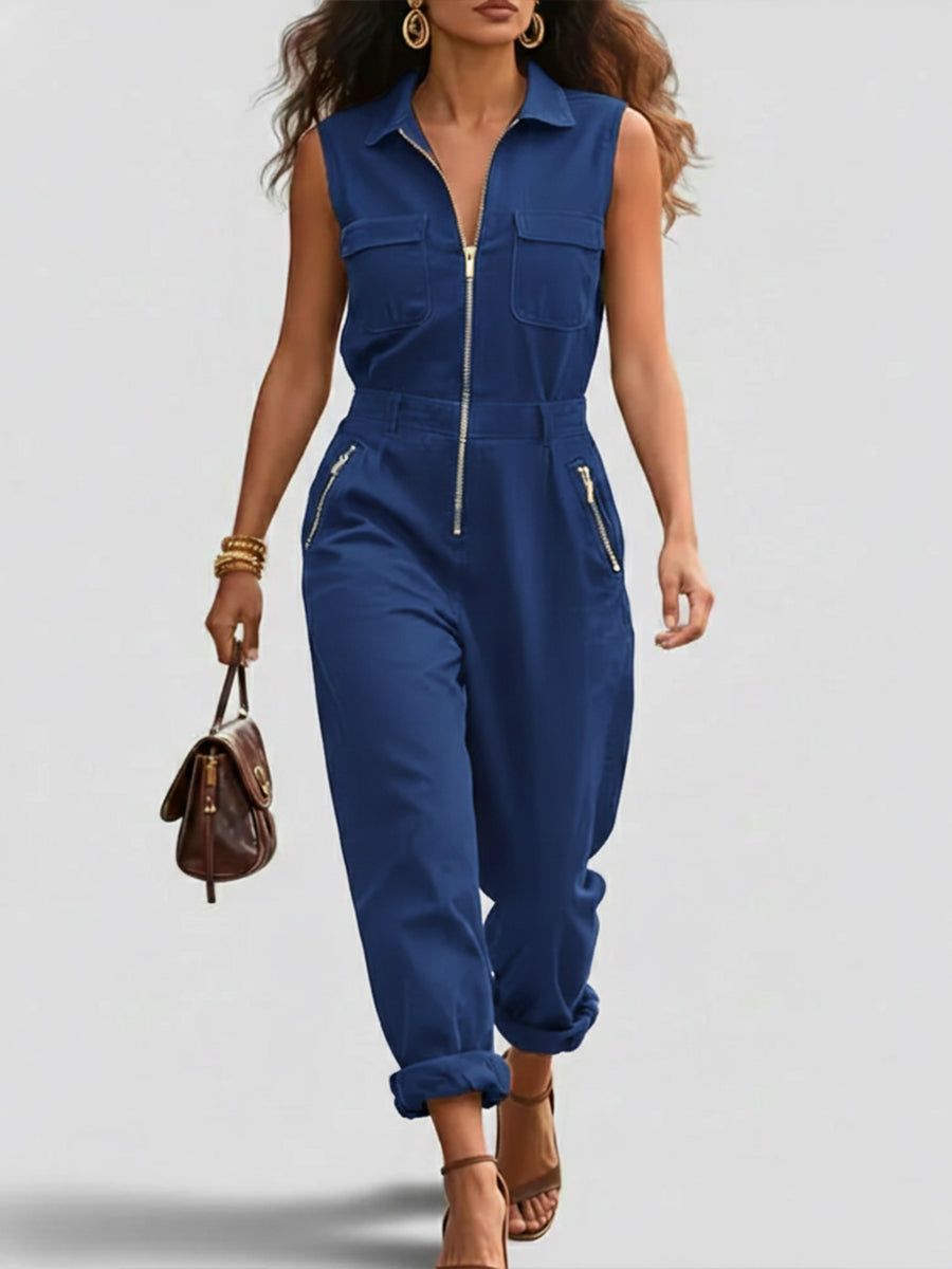 Cornelia – Ärmlös jumpsuit med gulddetaljer