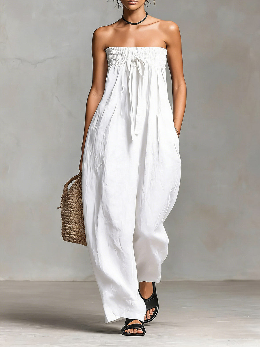 Anneli – Axelbandslös jumpsuit i maxi-längd