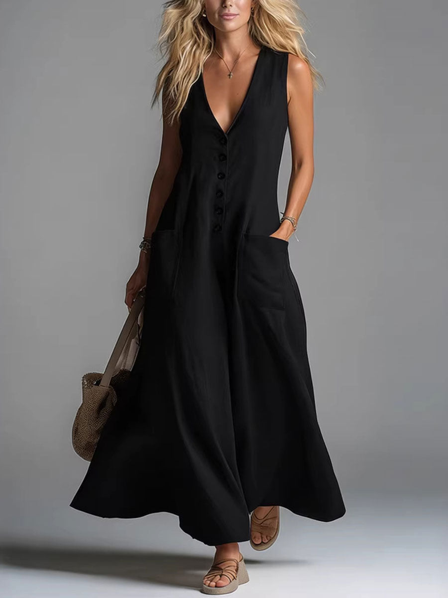 Sylvia – Flödande jumpsuit med knappar