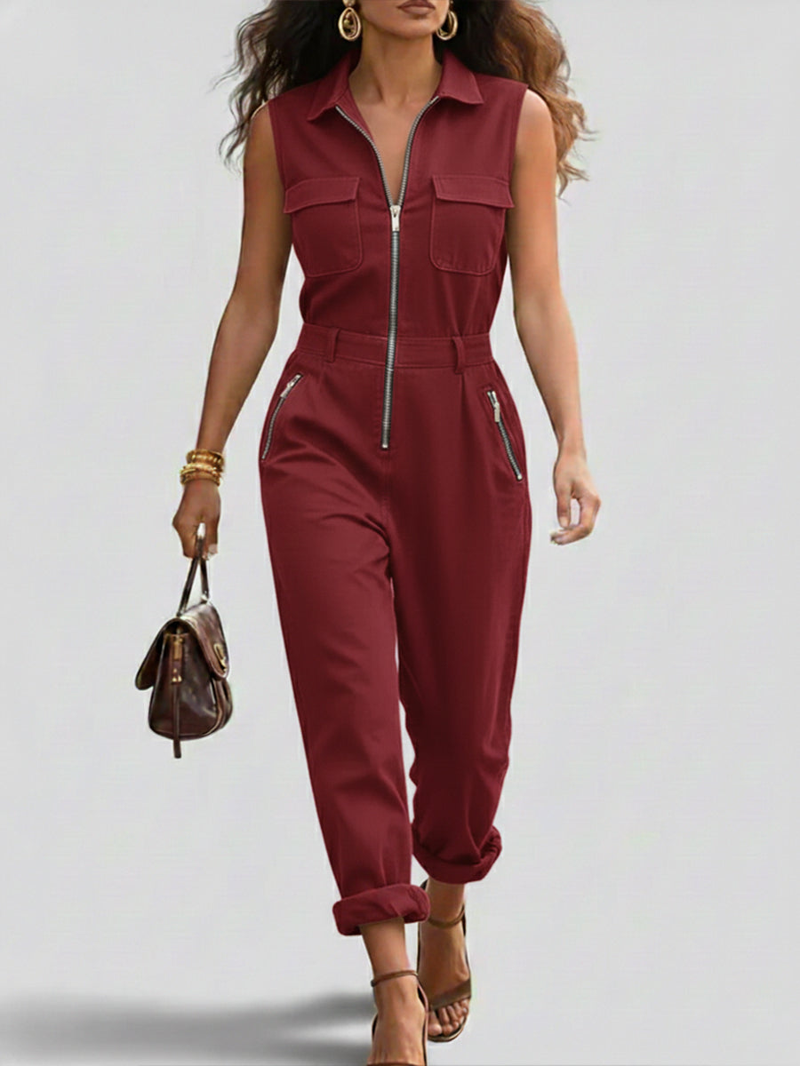 Cornelia – Ärmlös jumpsuit med gulddetaljer