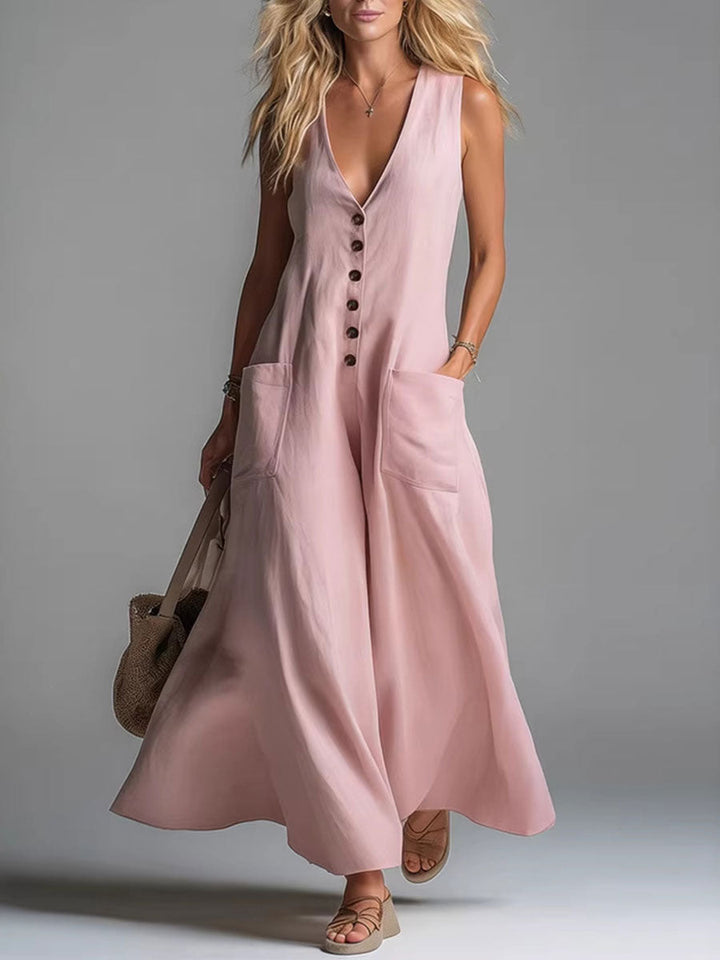 Sylvia – Flödande jumpsuit med knappar