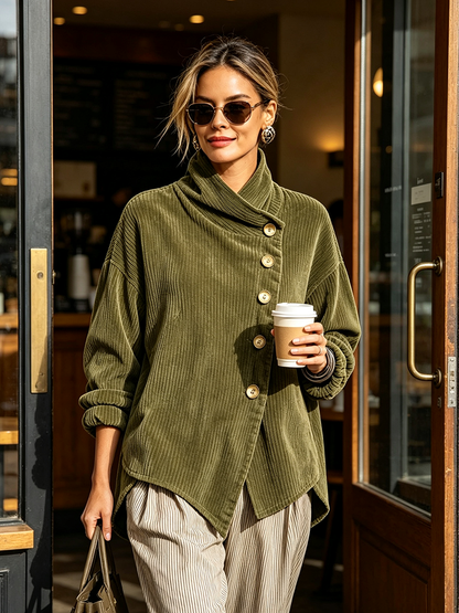 Nikolina – Oversize kofta med asymmetrisk knappstängning