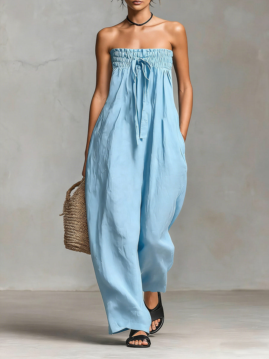Anneli – Axelbandslös jumpsuit i maxi-längd