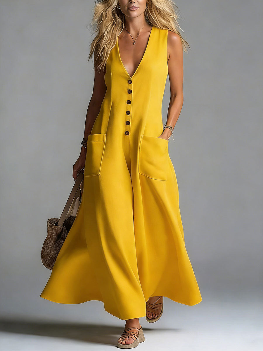 Sylvia – Flödande jumpsuit med knappar