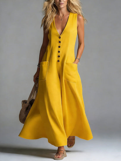Sylvia – Flödande jumpsuit med knappar