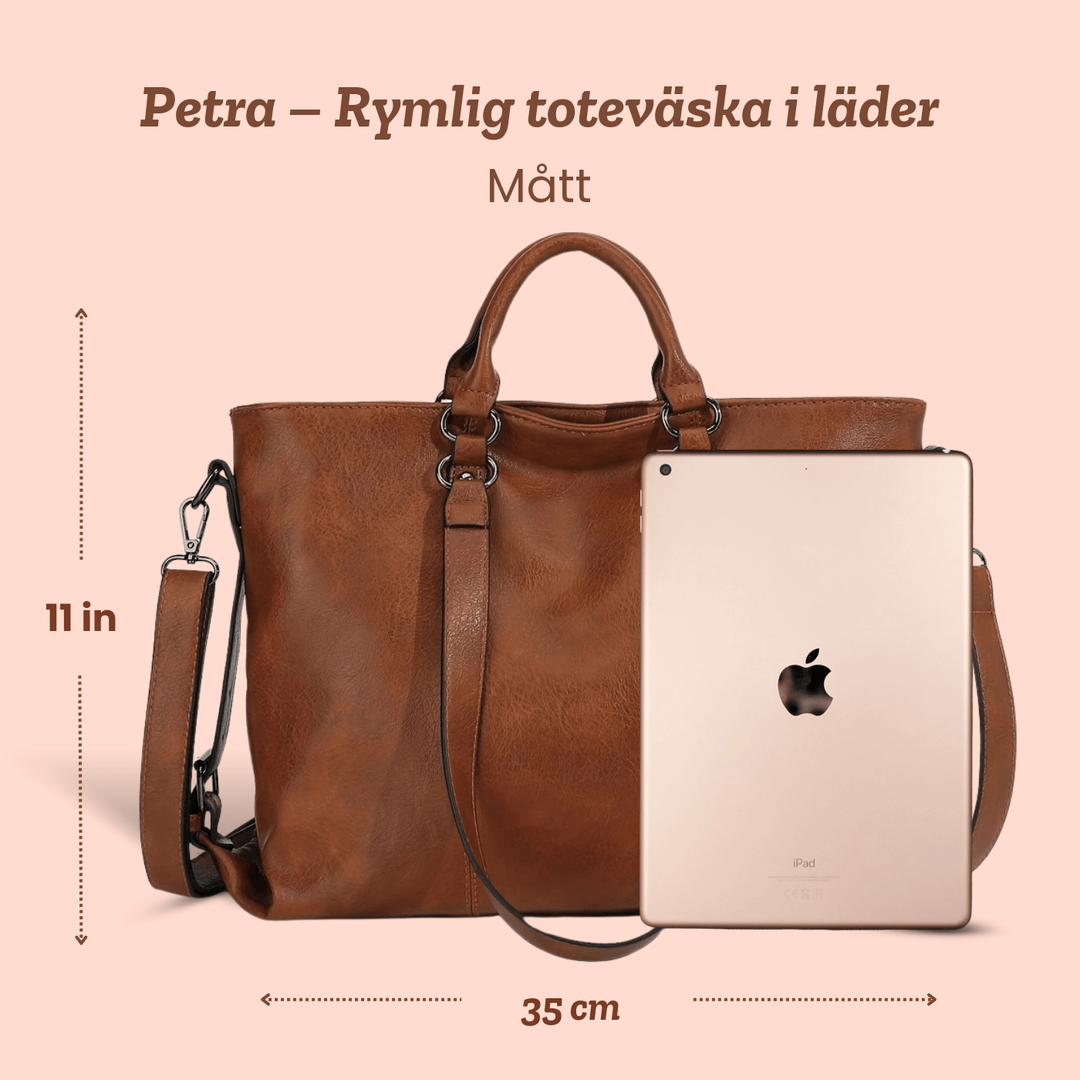 Petra – Rymlig toteväska i läder – handgjord av Astrid Göteborg