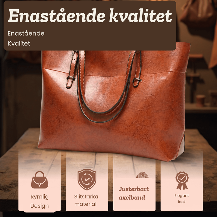 Rakel – Rymlig toteväska i läder – handgjord av Astrid Göteborg
