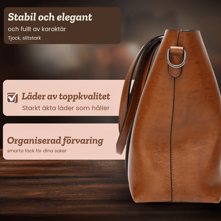 Sally – Rymlig toteväska i läderimitation – handgjord av Astrid Göteborg