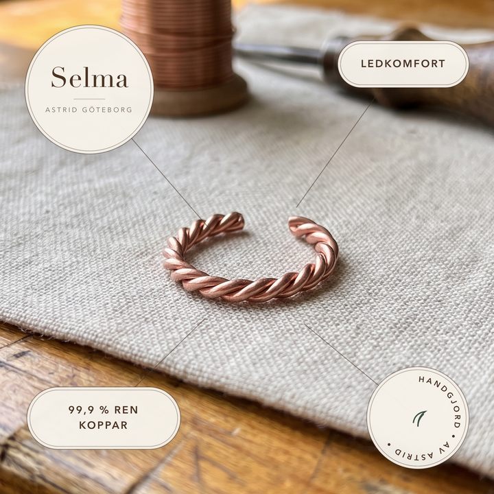 Selma – Handtvinnat armband i koppar – handgjord av Astrid Göteborg