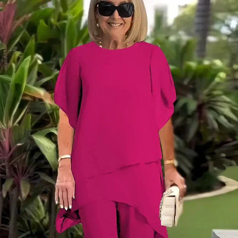 Gerda – Tvådelat set med draperad topp