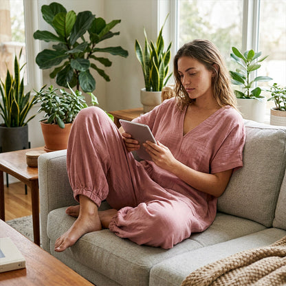 Camilla – Avslappnad jumpsuit med v-ringning
