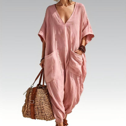 Camilla – Avslappnad jumpsuit med v-ringning