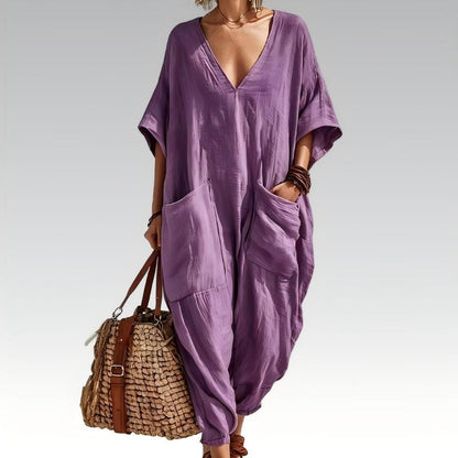 Camilla – Avslappnad jumpsuit med v-ringning