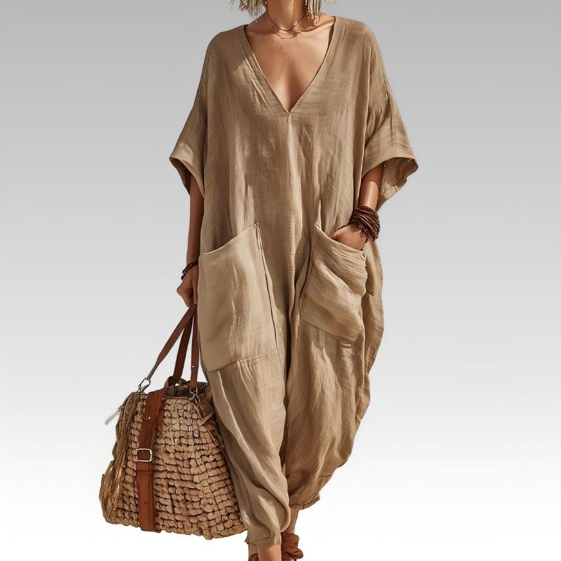 Camilla – Avslappnad jumpsuit med v-ringning