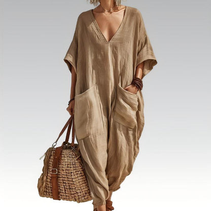 Camilla – Avslappnad jumpsuit med v-ringning
