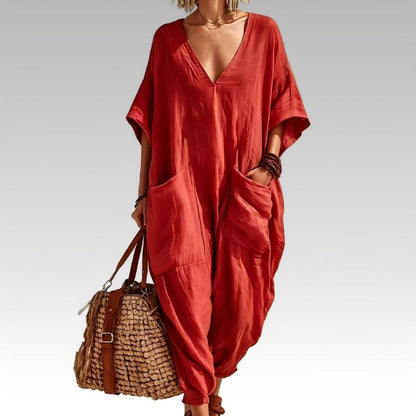Camilla – Avslappnad jumpsuit med v-ringning