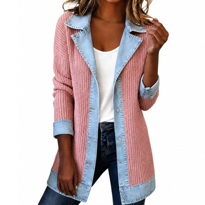 Beda – Jacka med stickat och denimdetaljer