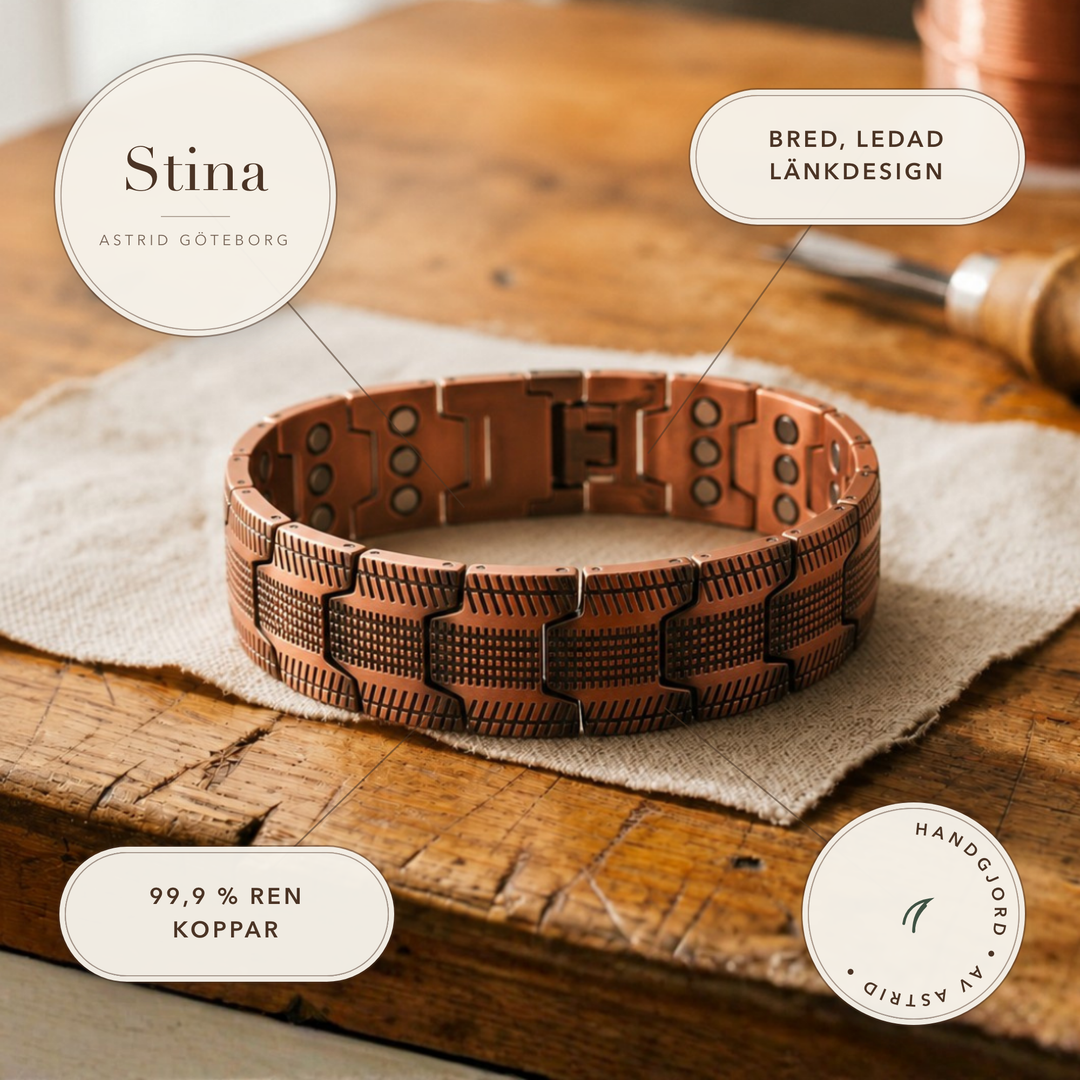 Stina – Kraftfullt armband i massivt koppar – handgjord av Astrid Göteborg