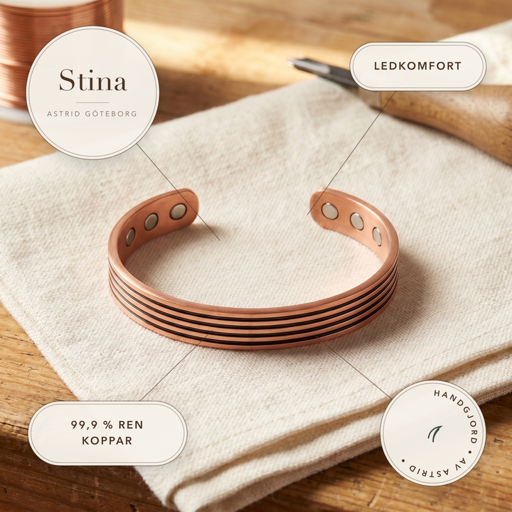 Stina – Magnetarmband i massivt koppar – handgjord av Astrid Göteborg
