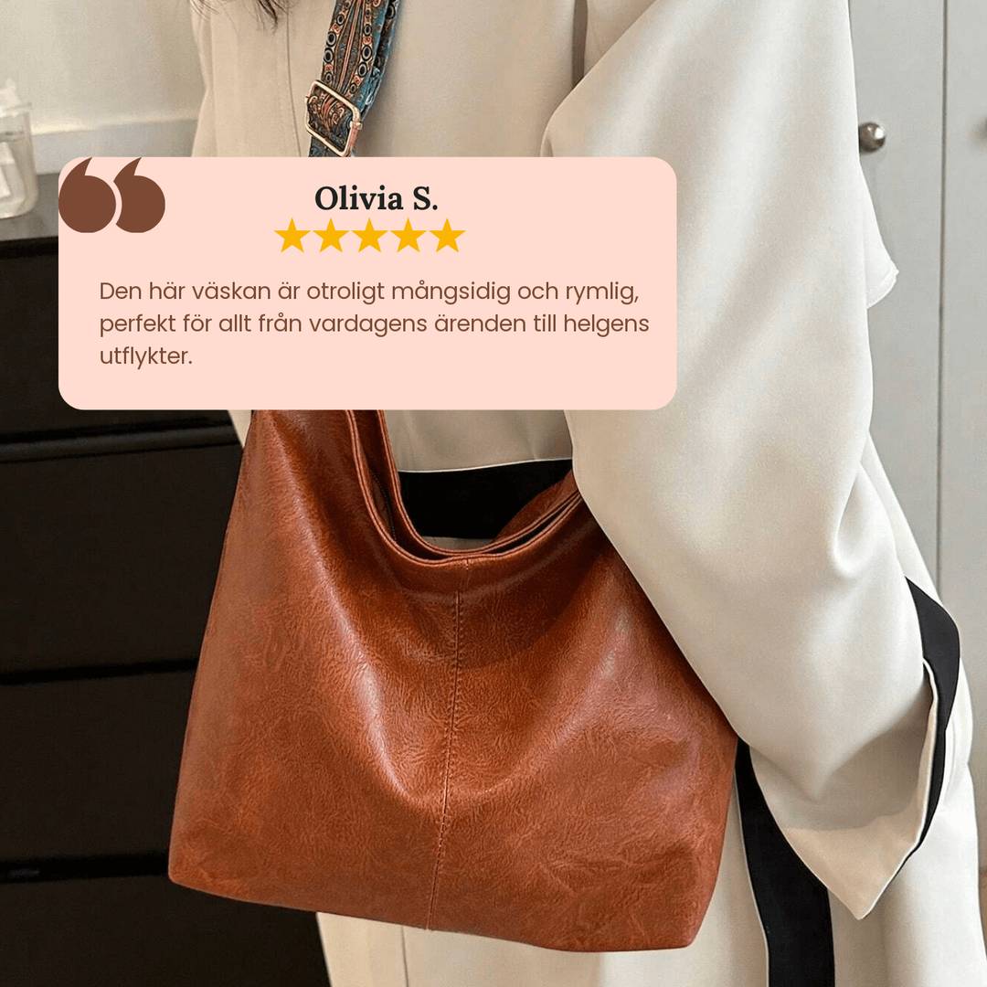 Svea – Rymlig axelväska i texturerat läder – handgjord av Astrid Göteborg
