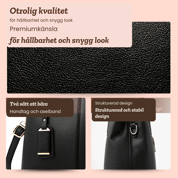 Therese – Strukturerad handväska med axelrem – handgjord av Astrid Göteborg