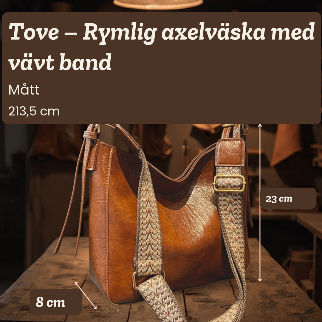 Tove – Rymlig axelväska med vävt band – handgjord av Astrid Göteborg