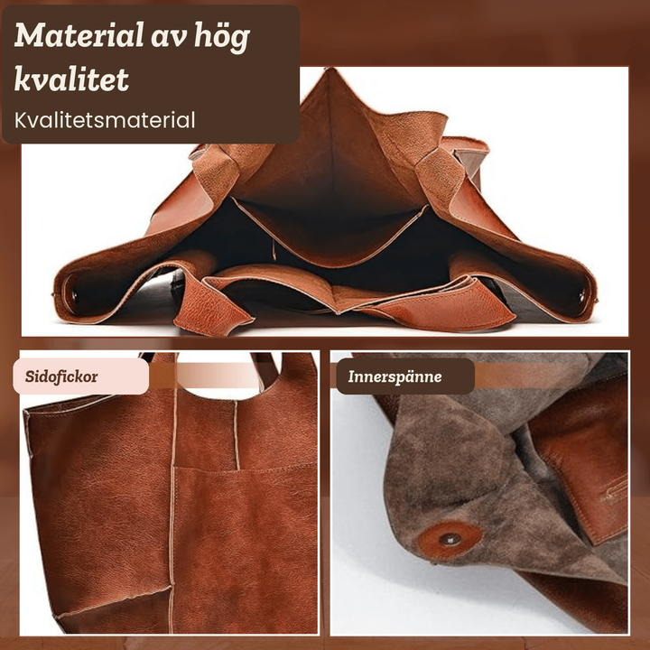 Ulrika – Rymlig toteväska i läder – handgjord av Astrid Göteborg