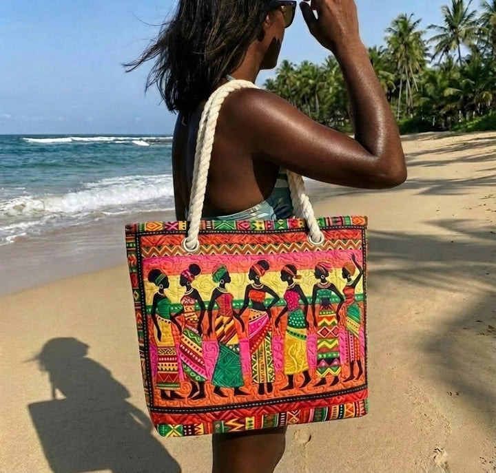 Monica – Rymlig strandväska med konstmotiv
