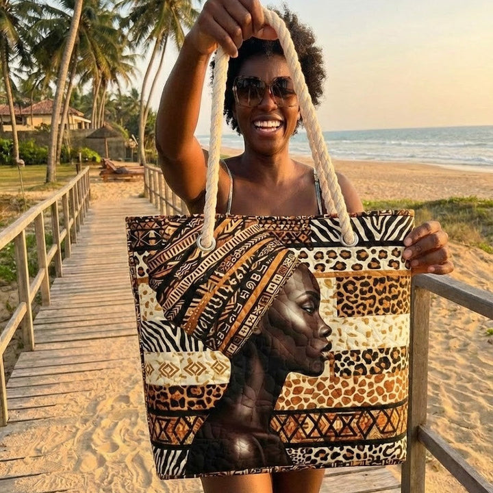 Elisabet – Quiltad strandväska med afrikanskt mönster