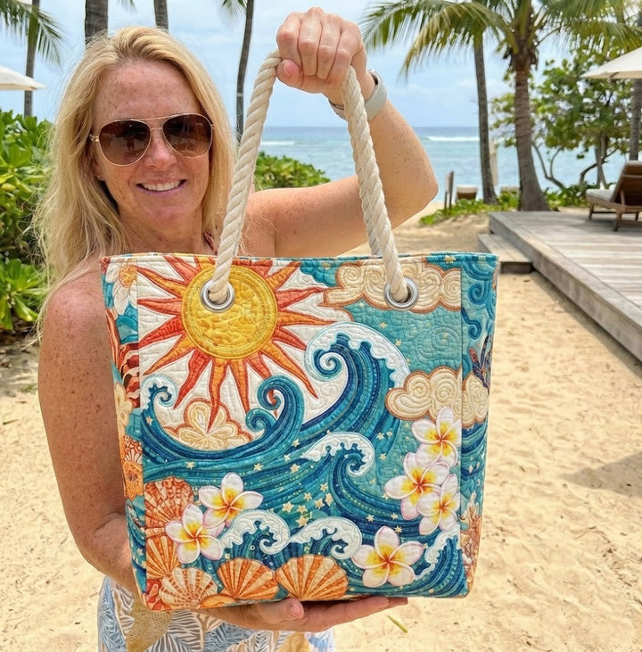 Signe – Quiltad strandväska med havsmönster