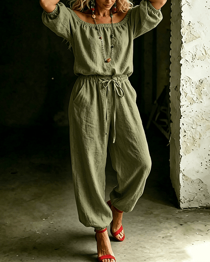 Vivi – Axelbandslös jumpsuit med puffärm