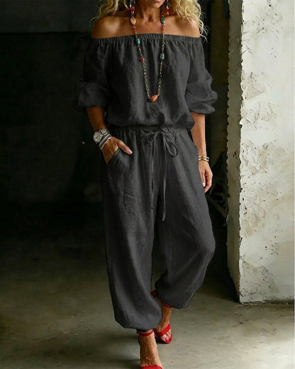 Vivi – Axelbandslös jumpsuit med puffärm