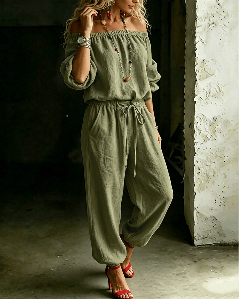 Vivi – Axelbandslös jumpsuit med puffärm