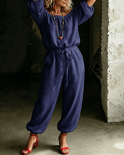 Vivi – Axelbandslös jumpsuit med puffärm