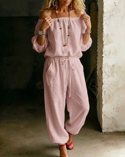 Vivi – Axelbandslös jumpsuit med puffärm